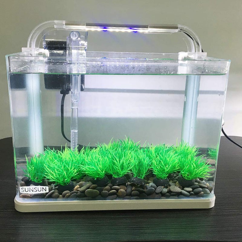 Smoothedo-Pets Aquarium Plant Fish Tank Decoration 20 Pieces Small/1" Tall Plastic Artificial Plant Goldfish Hidden Mini Grass Set (Green-C) - Image 4
